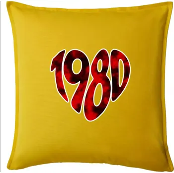 Polštář 1980 v srdci - Polštář 50x50 - 50x50 - Pouze potah ( Žlutá )