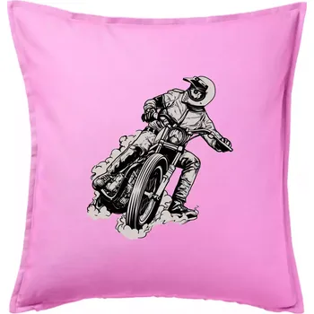 Polštář Motorkář bokem - Polštář 50x50 - 50x50 - Pouze potah ( Růžová )