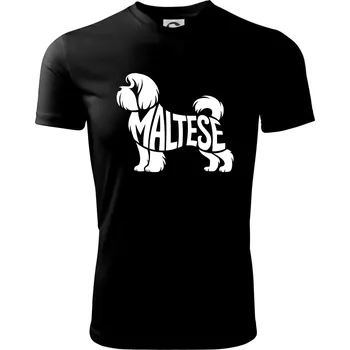 Maltézský psík nápis v těle - Dětské triko sportovní (dresovina) - 134 cm/8 let ( Černá )