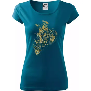 Dámské tričko Dirt bike vintage - Dámské triko Pure - 2XL ( Petrolejová )