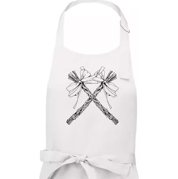 Kuchyňská zástěra Pomlázky zkřížené - Dámská zástěra na vaření - Univerzální velikost ( Bílá )