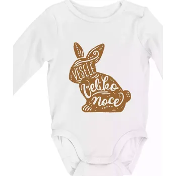 Veselé Velikonoce - zajíček - Body kojenecké s dlouhým rukávem - Dlouhý r. do 3 měs ( Bílá )