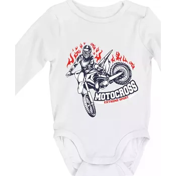 Kojenecký body Motocross extreme sport fire - Body kojenecké s dlouhým rukávem - Dlouhý r. do 3 měs ( Bílá )