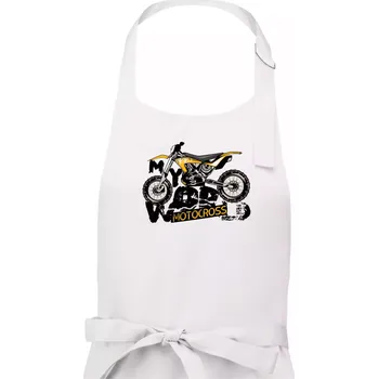 Kuchyňská zástěra Motocross my world - Pánská zástěra na vaření - Univerzální velikost ( Bílá )