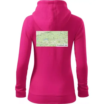 Dámská mikina Jizerské hory mapa - Dámská mikina trendy zipper s kapucí - L ( Purpurová )