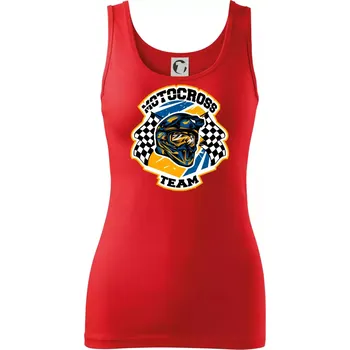 Dámské tričko Motocross team helma - Dámské tílko - XS ( Červená )
