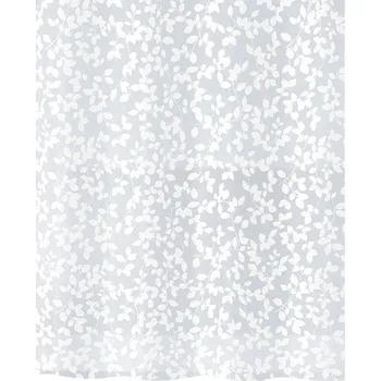 Sprchový závěs Spirella sprchový závěs BLATT, motiv rostlin, šedo - bílý, PEVA, 180 × 200 cm