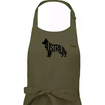 Kuchyňská zástěra Australský Ovčák - nápis v těle - Pánská zástěra na vaření - Univerzální velikost ( Khaki )