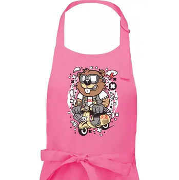 Kuchyňská zástěra Sysel na skútru - Dámská zástěra na vaření - Univerzální velikost ( Růžová )