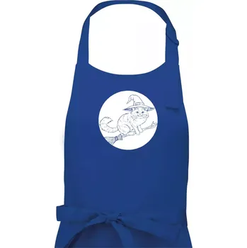 Kuchyňská zástěra Kočka na koštěti - Pánská zástěra na vaření - Univerzální velikost ( Královská modrá )