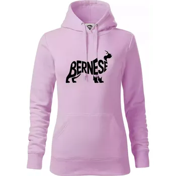 Dámská mikina Bernese Mountain Dog nápis v těle - Mikina dámská Cape s kapucí - S ( Orchid )
