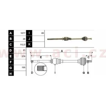 poloosa AVORD d=1077 mm, 28 dr. u kola, 41 dr. u přev., +ABS 54z (převodovka MG5T/MLGU, -1,8t), P, repasovaný originál (+vratná