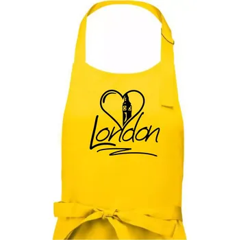 Kuchyňská zástěra London Love - Dámská zástěra na vaření - Univerzální velikost ( Žlutá )