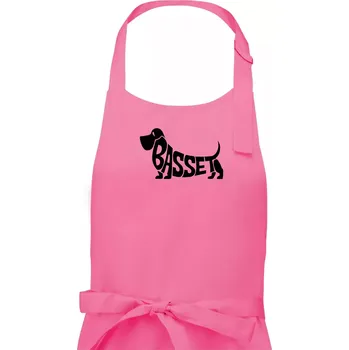 Kuchyňská zástěra Basset nápis v těle - Dámská zástěra na vaření - Univerzální velikost ( Růžová )