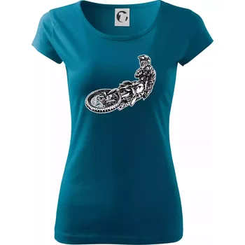Dámské tričko Motocross letec - Dámské triko Pure - L ( Petrolejová )