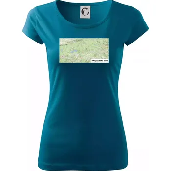 Dámské tričko Jizerské hory mapa - Dámské triko Pure - XL ( Petrolejová )