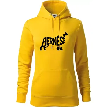 Dámská mikina Bernese Mountain Dog nápis v těle - Mikina dámská Cape s kapucí - L ( Žlutá )