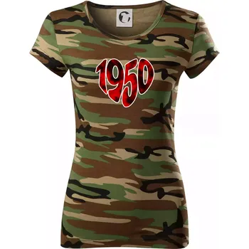 Dámské tričko 1950 v srdci - Dámské maskáčové triko - L ( Hnědý maskáč )