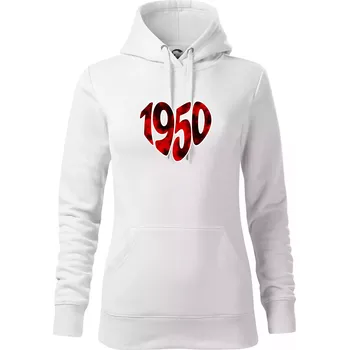Dámská mikina 1950 v srdci - Mikina dámská Cape s kapucí - XS ( Bílá )