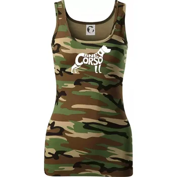 Dámské tričko Cane corso nápis v těle - Dámské Maskáčové tílko - S ( Hnědý maskáč )