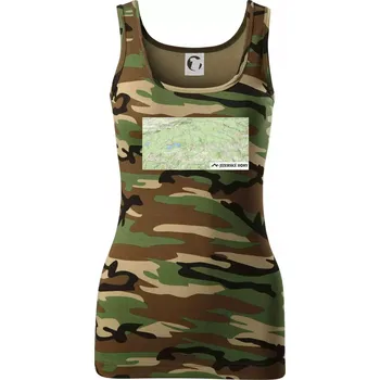 Dámské tričko Jizerské hory mapa - Dámské Maskáčové tílko - XS ( Hnědý maskáč )