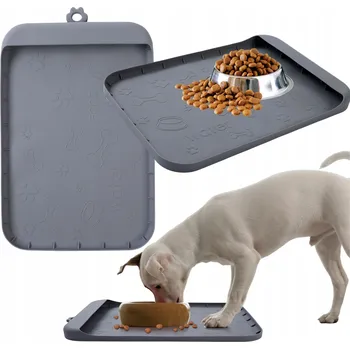 Miska pro psa Silikonová podložka pod misku Wobell šedá 2,5 l