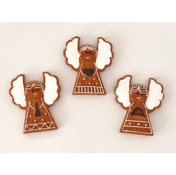 Vánoční dekorace Malovaný perníček se samolepkou - Andělíček - vzor B - se srdíčkem