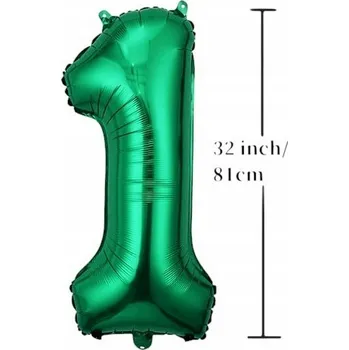 Balónek FÓLIOVÝ BALÓNEK ČÍSLICE 1 K 1. NAROZENINÁM, ZELENÝ, 81 CM (32 PALCŮ)