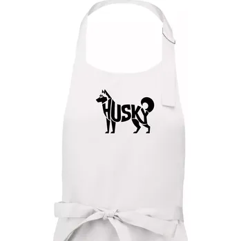 Kuchyňská zástěra Husky nápis v těle - Dámská zástěra na vaření - Univerzální velikost ( Bílá )