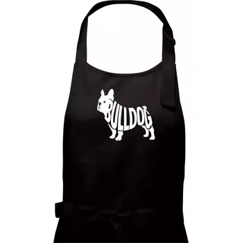 Kuchyňská zástěra Bulldog nápis v těle - Dámská zástěra na vaření - Univerzální velikost ( Černá )
