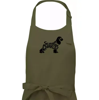 Kuchyňská zástěra Kavalír king Charles španěl nápis v těle - Dámská zástěra na vaření - Univerzální velikost ( Khaki )