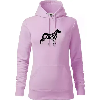 Dámská mikina Cane corso nápis v těle - Mikina dámská Cape s kapucí - XS ( Orchid )