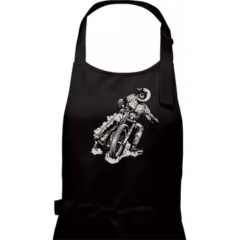 Kuchyňská zástěra Motorkář bokem - Pánská zástěra na vaření - Univerzální velikost ( Černá )
