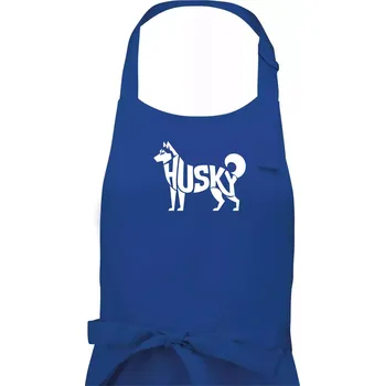 Kuchyňská zástěra Husky nápis v těle - Dámská zástěra na vaření - Univerzální velikost ( Královská modrá )