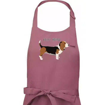 Kuchyňská zástěra Basset hound pes s nápisem - Dámská zástěra na vaření - Univerzální velikost ( Starorůžová )