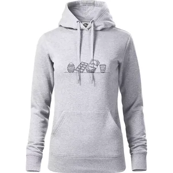 Dámská mikina Evoluce velikonoc - koleda - Mikina dámská Cape s kapucí - S ( Světlešedý Melír )