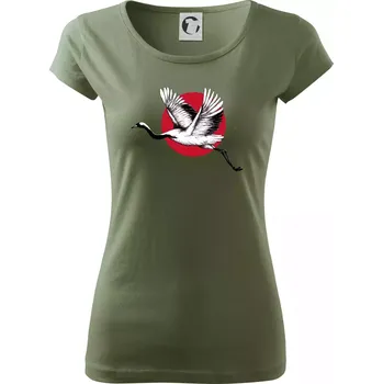 Dámské tričko Japan culture - čáp - Dámské triko Pure - L ( Khaki )