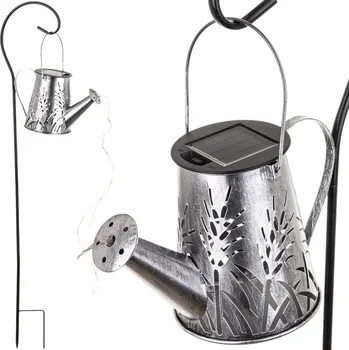 Venkovní osvětlení Solární LED lampa konvička dekorativní zahradní stříbrná