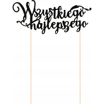 Obraz Id_3198 TOPPER VŠE NEJLEPŠÍ ČERNÝ GLITROVÝ NAROZENINOVÝ NA DORT