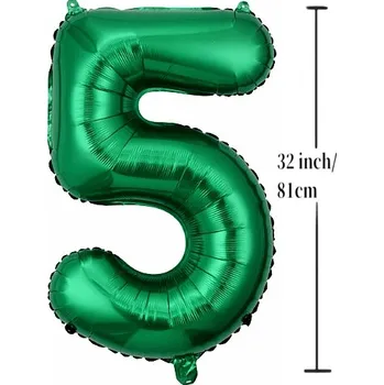Balónek Fóliový balónek ČÍSLICE 5 Narozeniny Oslava Párty Zelený 81 cm (32 palců)