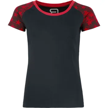 Tričko z RED by EMP - Tričko s raglanovými rukávy a potiskem s hvězdami - Ženy - cerná/cervená