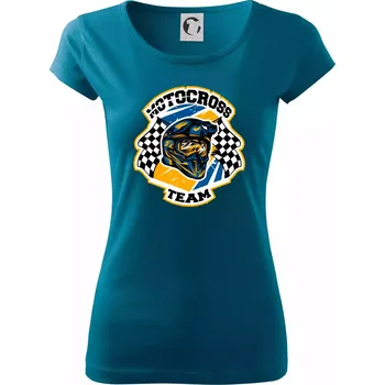 Dámské tričko Motocross team helma - Dámské triko Pure - XS ( Petrolejová )