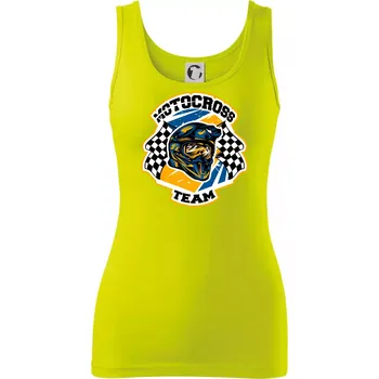 Dámské tričko Motocross team helma - Dámské tílko - XL ( Limetková )