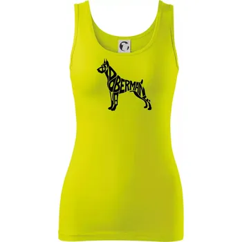 Dámské tričko Doberman - nápis v tělě - Dámské tílko - XL ( Limetková )