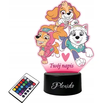 Lampička LAMPIČKA na SKLO Stolní Tlapková patrola Skye Everest Liberty + DÁLKOVÝ OVLADAČ 16 BAREV