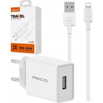 Síťová nabíječka Recci Apple Lightning, USB pro Apple 2000 mA 5 V bílá