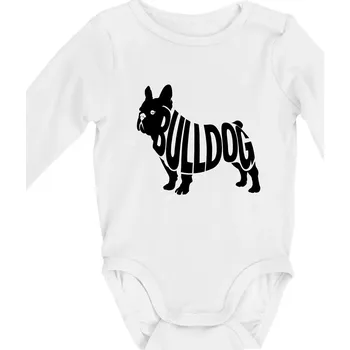 Kojenecký body Bulldog nápis v těle - Body kojenecké s dlouhým rukávem - Dlouhý r. do 3 měs ( Bílá )