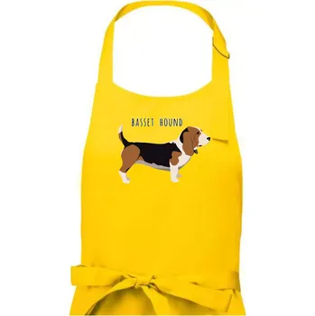 Kuchyňská zástěra Basset hound pes s nápisem - Pánská zástěra na vaření - Univerzální velikost ( Žlutá )