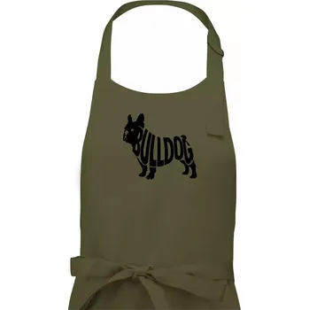 Kuchyňská zástěra Bulldog nápis v těle - Pánská zástěra na vaření - Univerzální velikost ( Khaki )