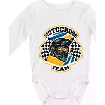 Kojenecký body Motocross team helma - Body kojenecké s dlouhým rukávem - Dlouhý r. do 3 měs ( Bílá )